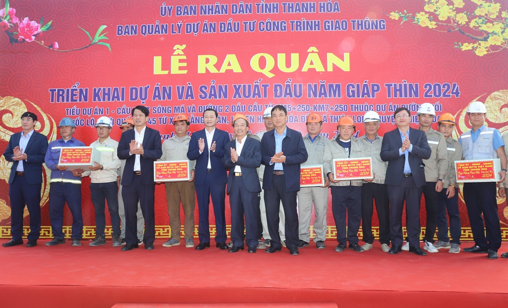 Chủ tịch UBND tỉnh dự lễ ra quân triển khai tiểu dự án cầu vượt sông Mã nối Quốc lộ 1 với Quốc lộ 45