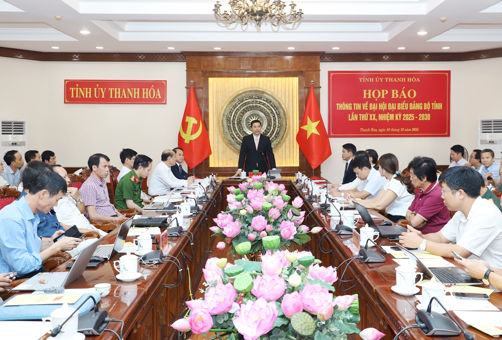 Họp báo thông tin về Đại hội Đảng bộ tỉnh Thanh Hóa lần thứ XX, nhiệm kỳ 2025-2030